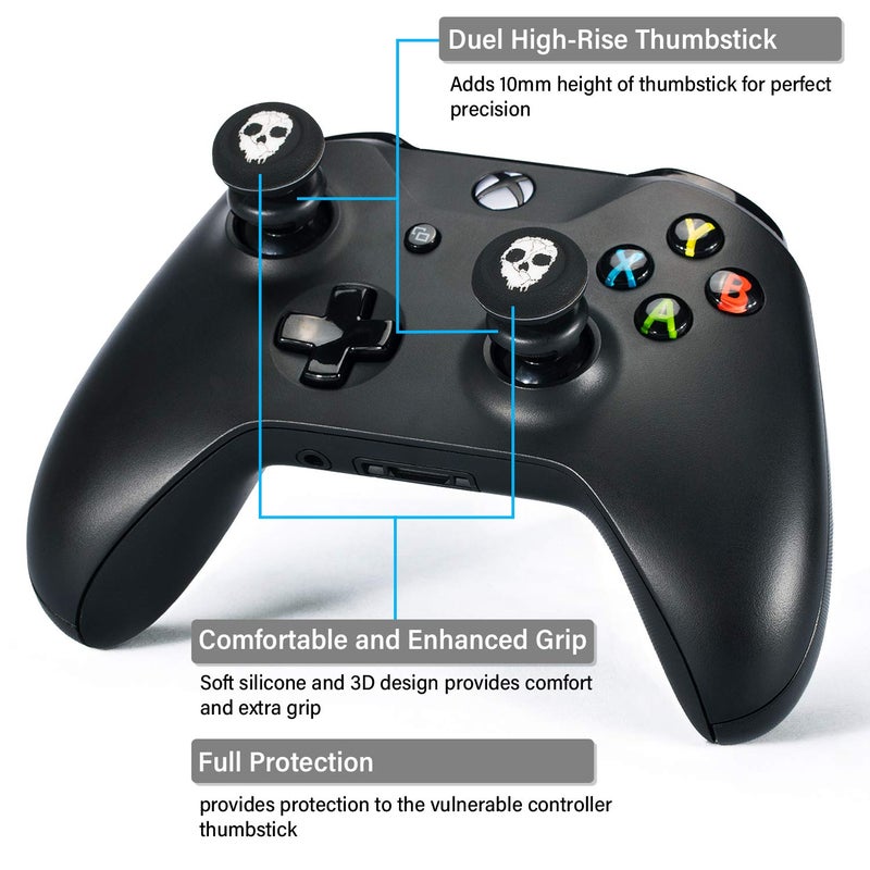 Playrealm FPS Thumbstick Extender & Printing Rubber Silicone Grip Cover 2 Sets for Xbox Series X/S & Xbox One Controller(Ghost) - Image 2